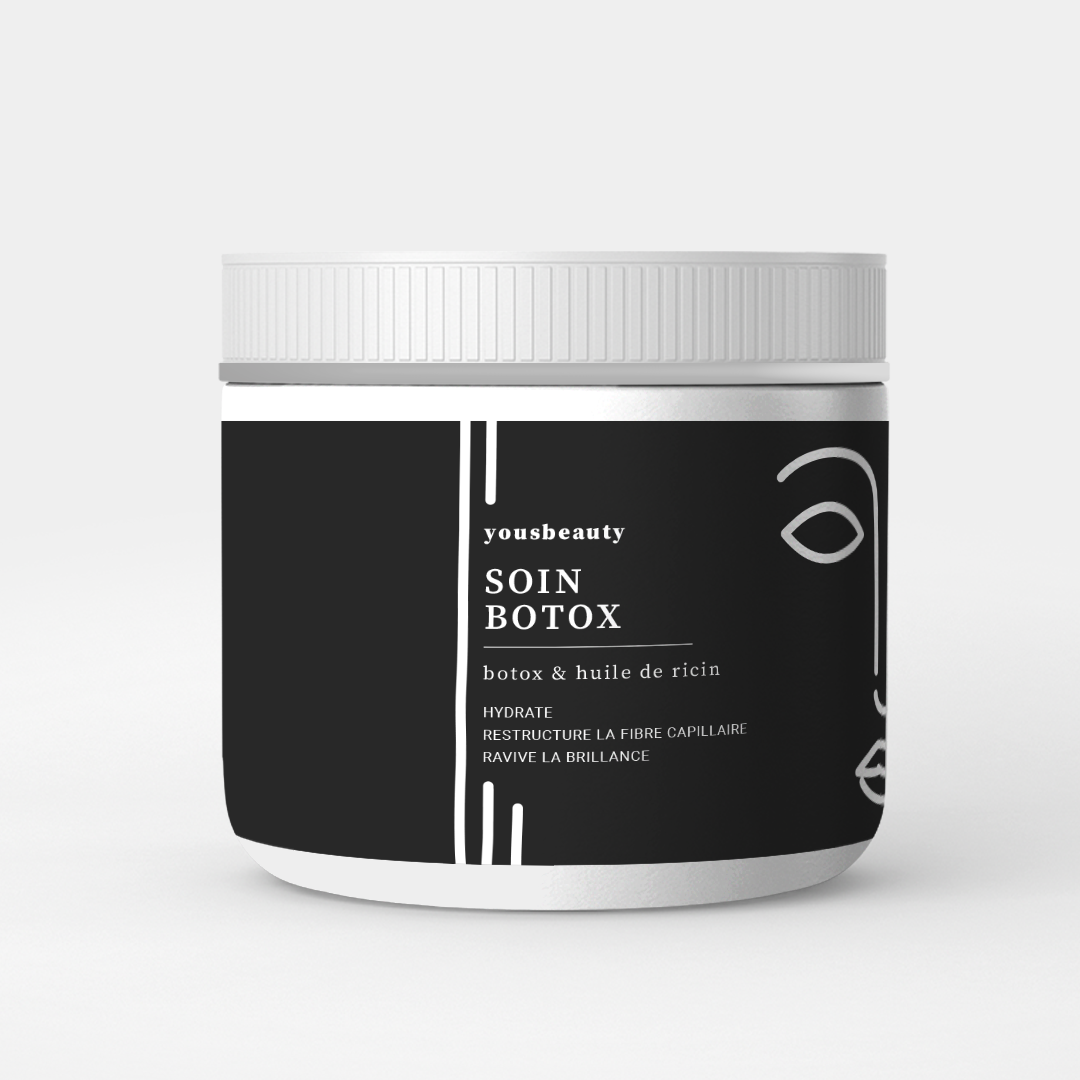 Pot de soin Botox capillaire à l’huile de ricin yousbeauty lissage – traitement nourrissant et lissant sans formol.